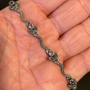 Elegant Silver and Amethyst Women's Bracelet